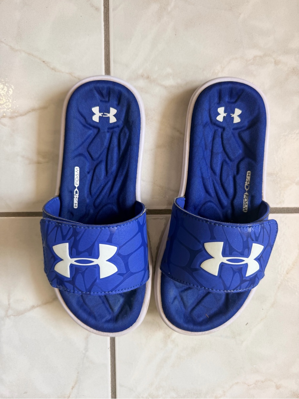 Under Armour Kids Blue Slide Sandals with White Logo
